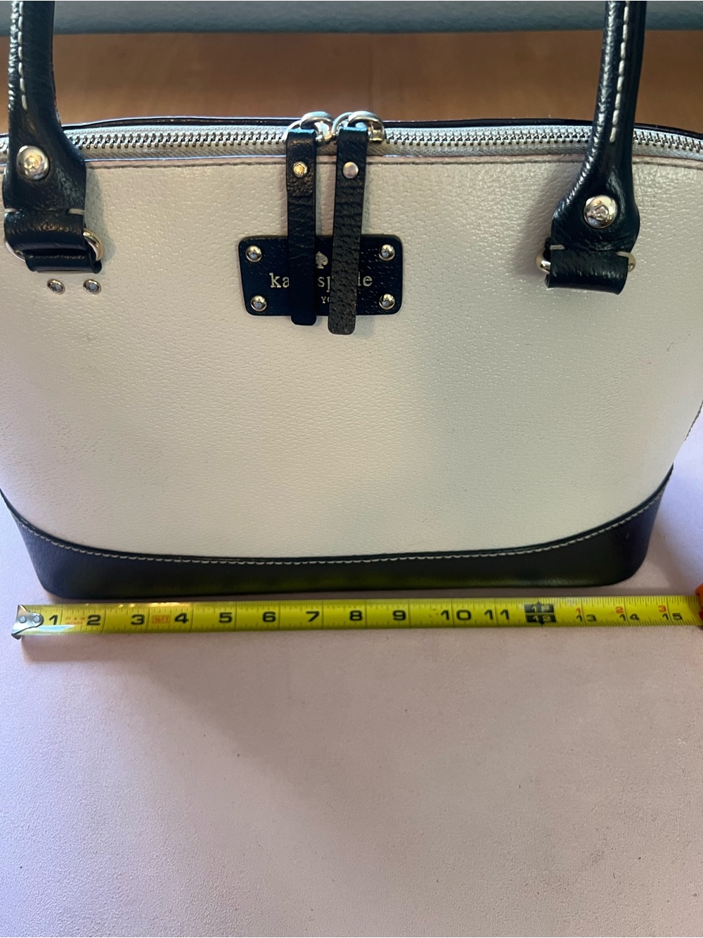 kate spade Cream and Black Satchel with Structured Dome Shape - Picture 11 of 16